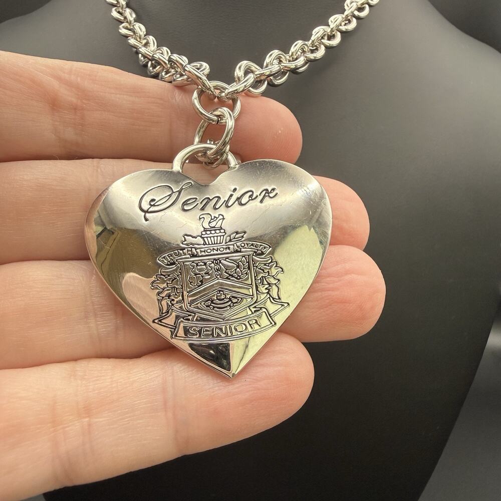 Jostens 2011 Senior Class Heart Crest Charm Necklace As Is Missing 1 Stone